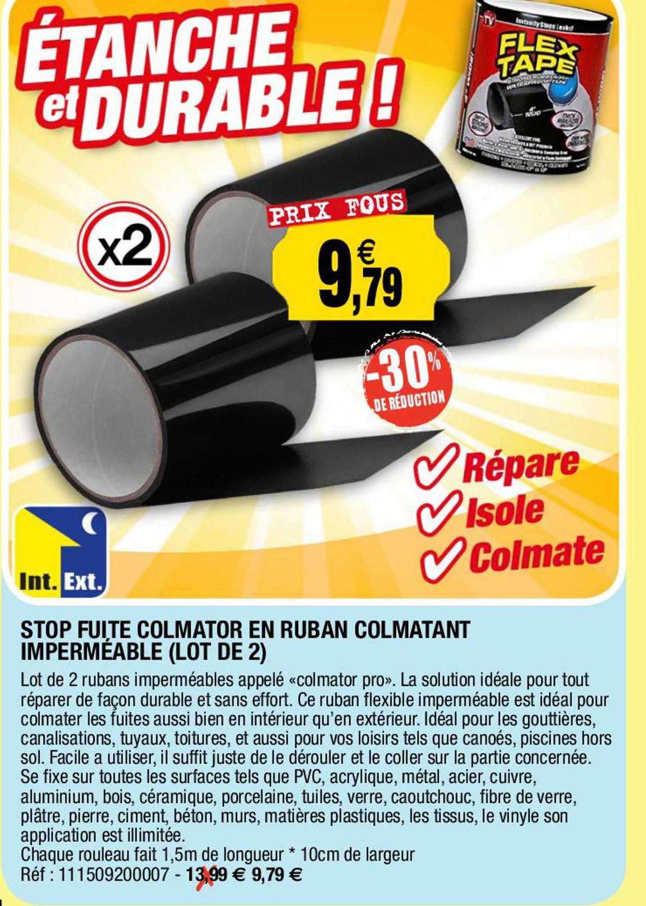 stop fuite colmator en ruban colmatant imperméable (lot de 2)