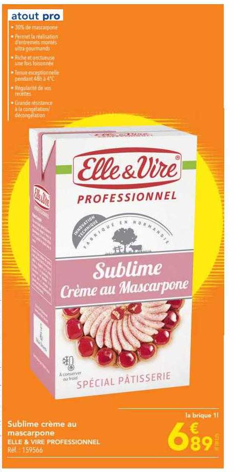 sublime crème au mascarpone elle & vire professionnel