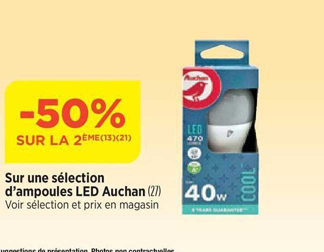 sur une sélection d'ampoules led auchan