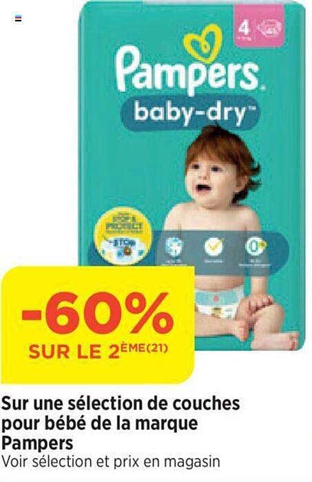 sur une sélection de couches pour bébé de la marque pampers