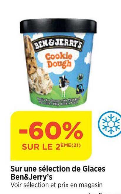 sur une sélection de glaces ben & jerry's