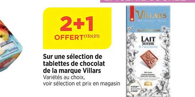 sur une sélection de tablettes de chocolat de la marque villars