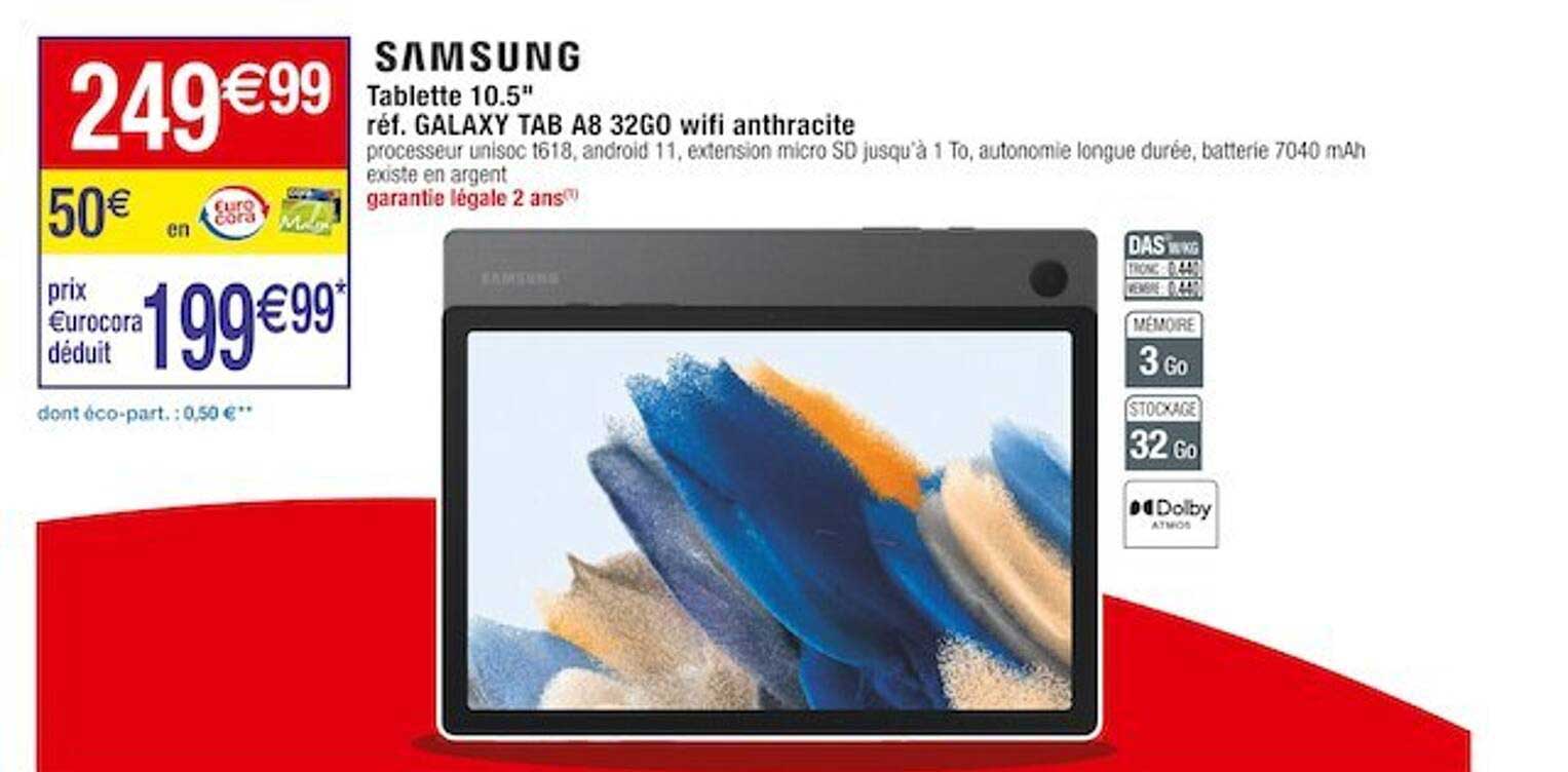 tablette 10.5" galaxy tab a8 32go wifi anthracite samsung
