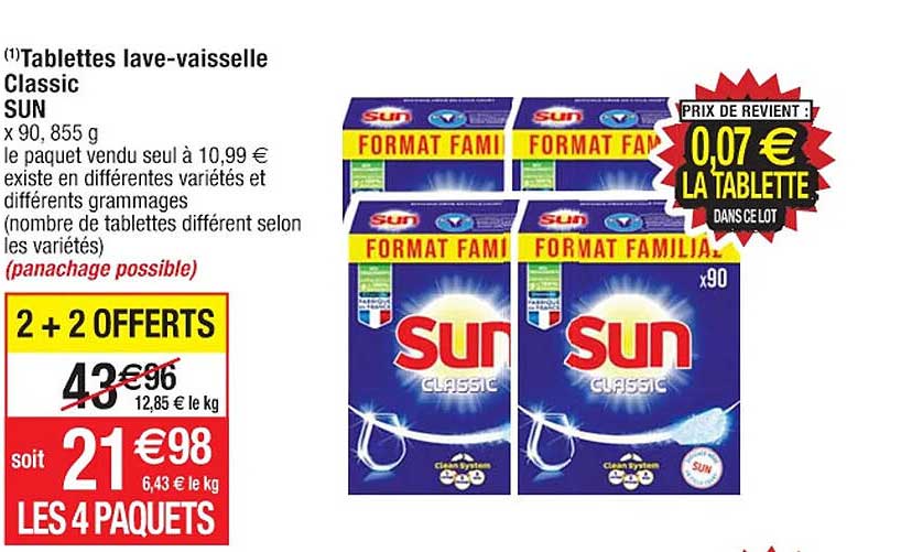 tablettes lave-vaisselle classic sun