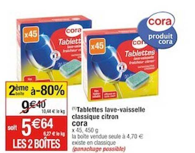 tablettes lave-vaisselle classique citron cora