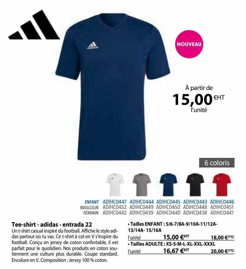 tee-shirt - adidas - entrada 22