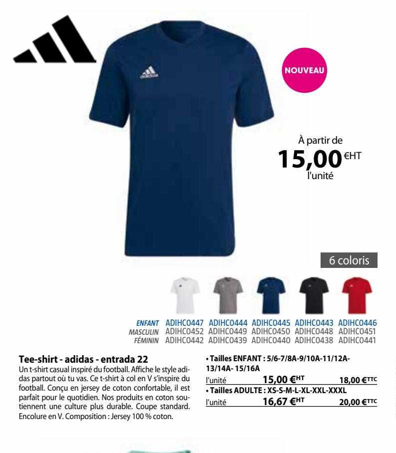 tee-shirt - adidas - entrada 22