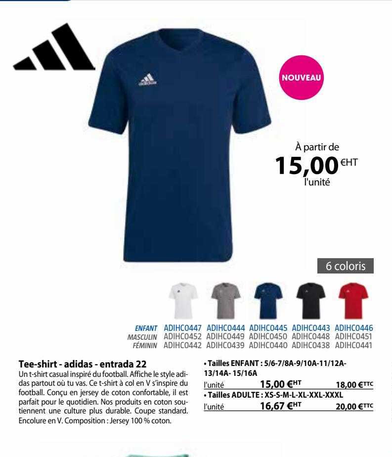 tee-shirt - adidas - entrada 22