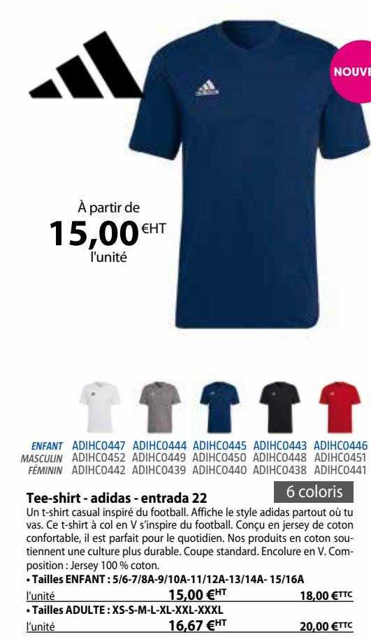 tee-shirt adidas - entrada 22