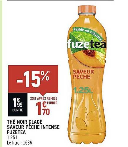 Thé Noir Glacé Saveur Pêche Intense Fuzetea