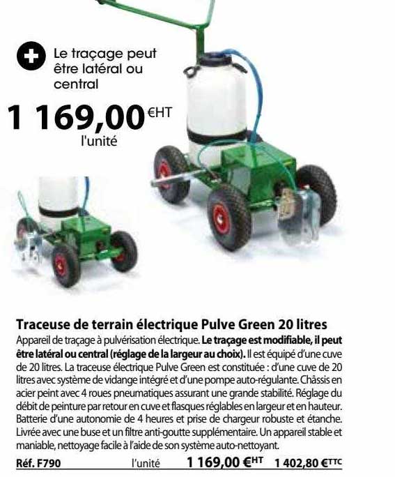 traceuse de terrain électrique pulve green 20 litres