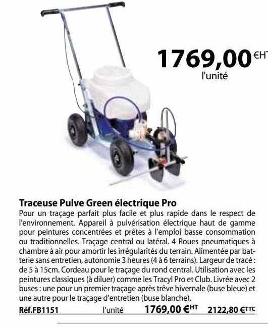 traceuse pulve green électrique pro