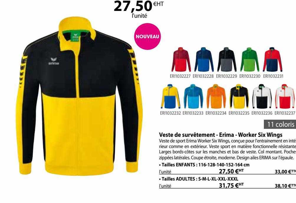 veste de survêtement - erima - worker six wings