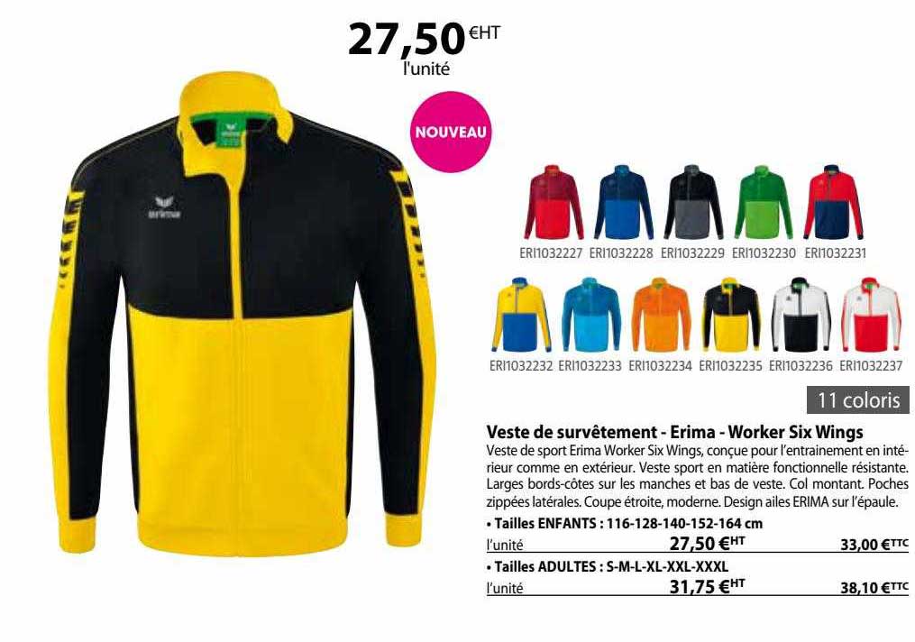 veste de survêtement - erima - worker six wings