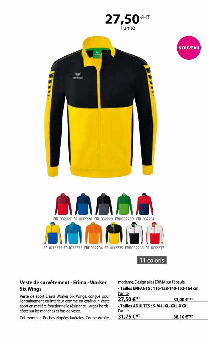 veste de survêtement - erima - worker six wings