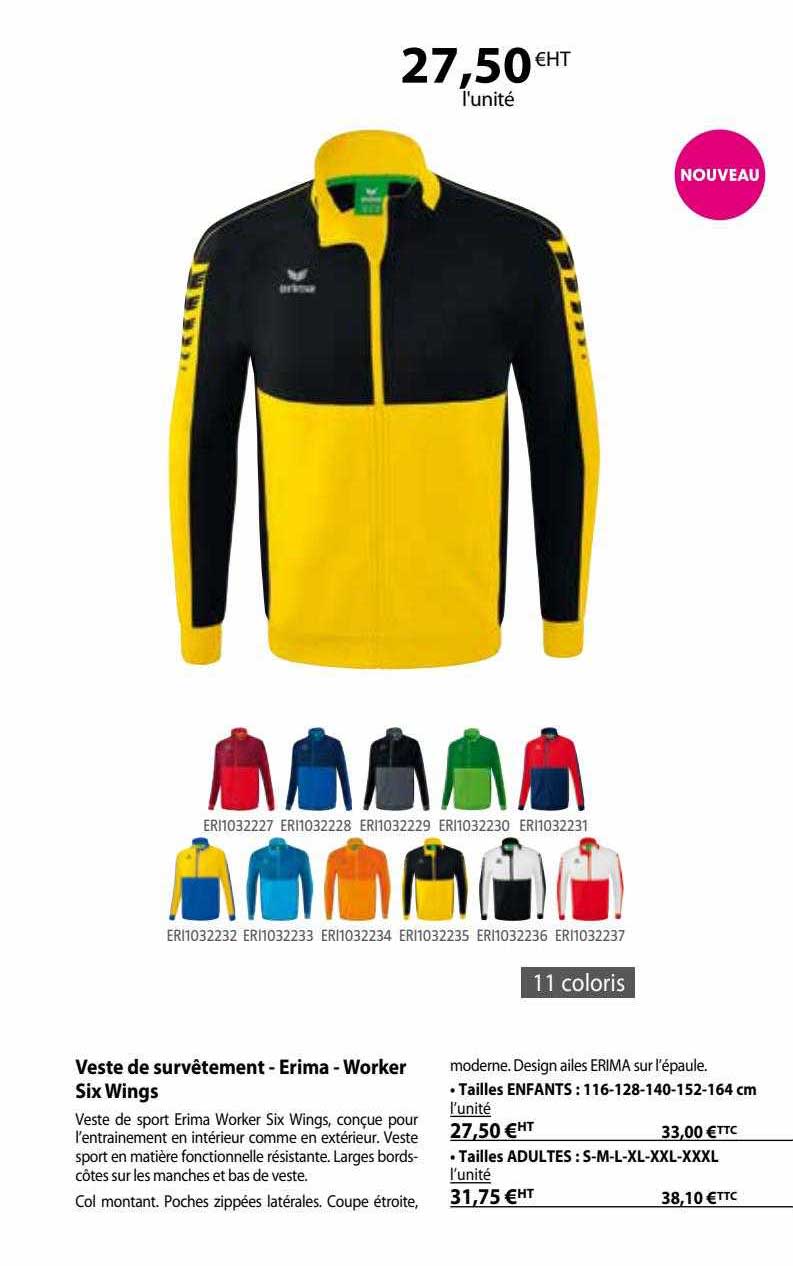 veste de survêtement - erima - worker six wings