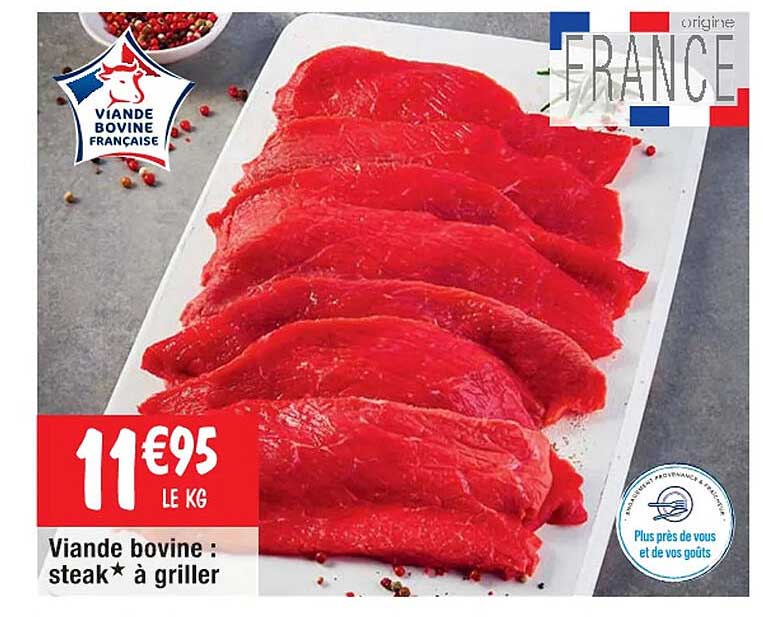 Viande Bovine : Steak* à Griller