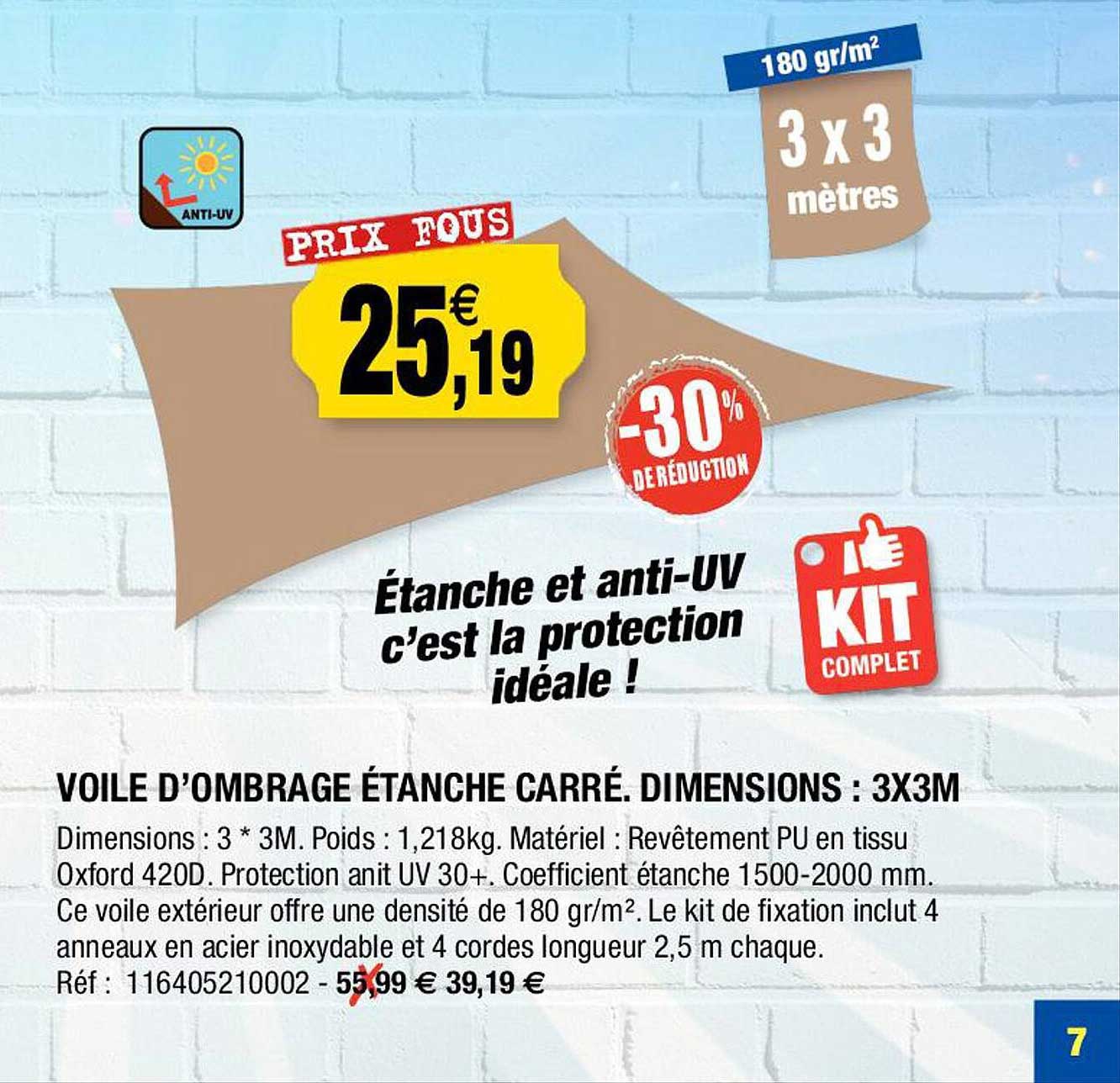 Voile D'ombrage étanche Carré