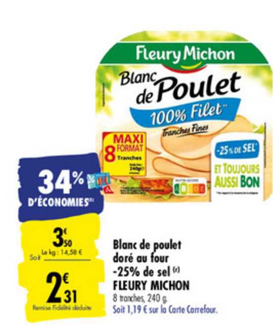 blanc de poulet doré au four moins 25% de sel fleury michon