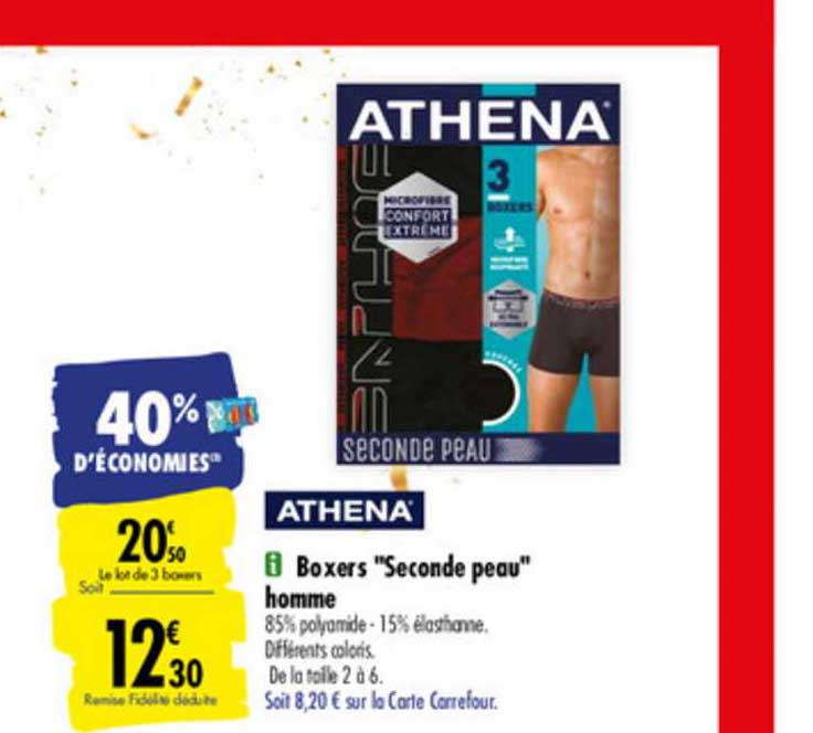 boxers seconde peau homme athena