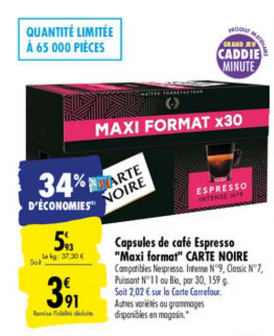 capsules de café espresso maxi format carte noire