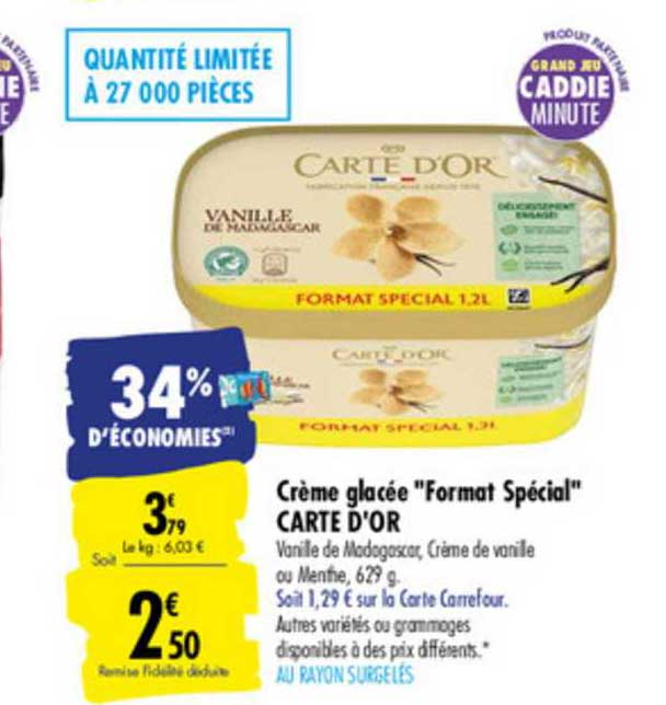 crème glacée "format spécial" carte d'or