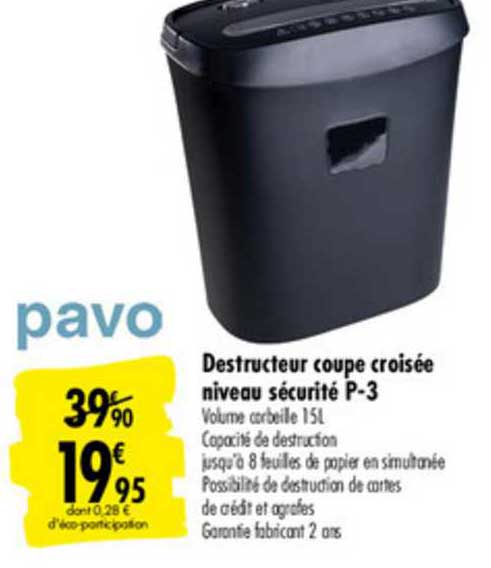 destructeur coupe croisée niveau sécurité p 3 pavo