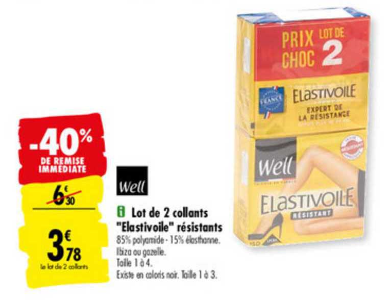 lot de 2 collants elastivoile résistants -40% de remise immédiate