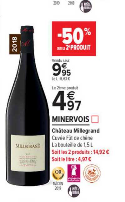minervois château millegrand -50% sur le 2e produit