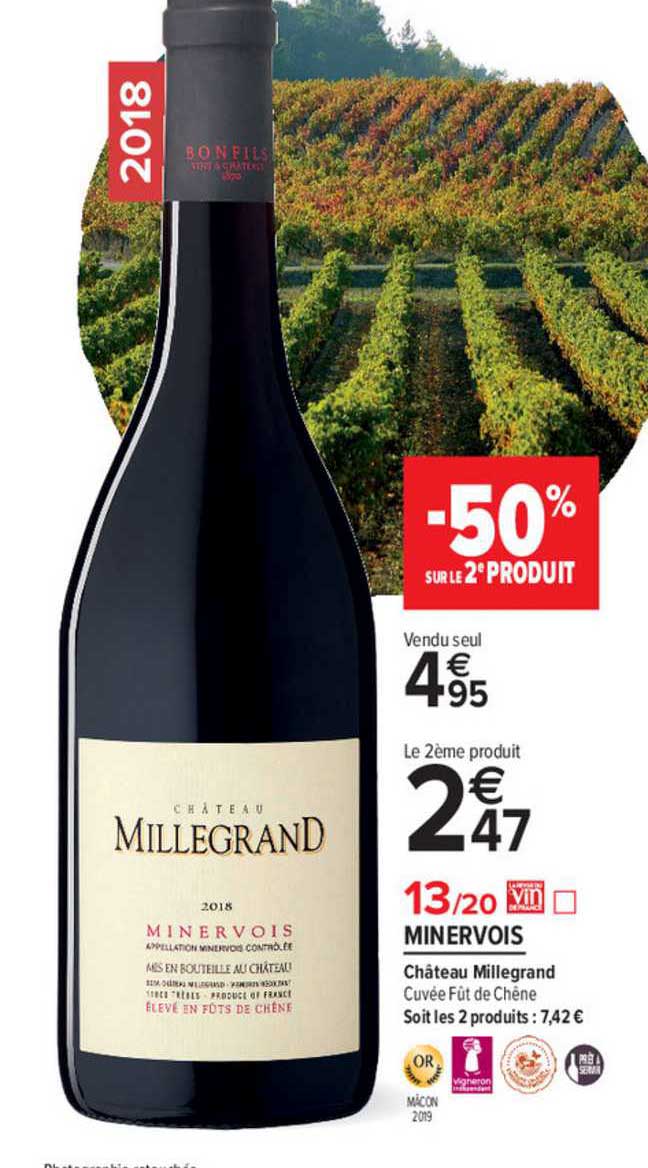 minervois château millegrand -50% sur le 2e produit