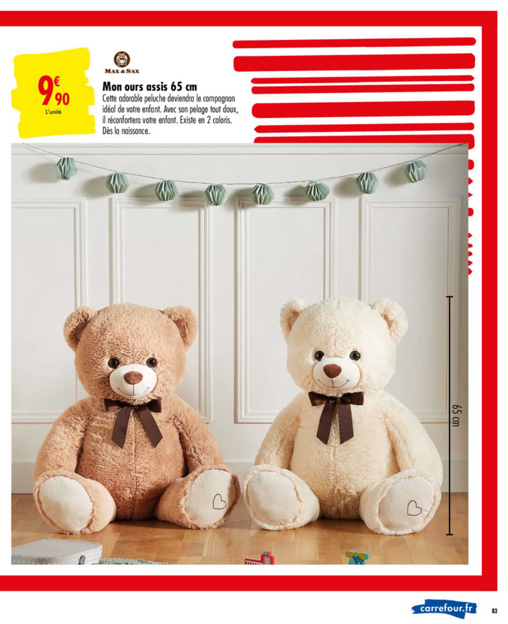 mon ours assis 65 cm max&sax