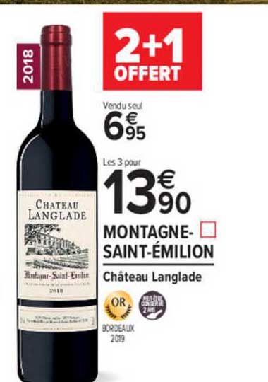montagne saint émilion château langlade 2+1 offert