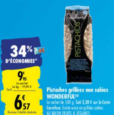 Pistaches Grillés Non Salées Wonderful