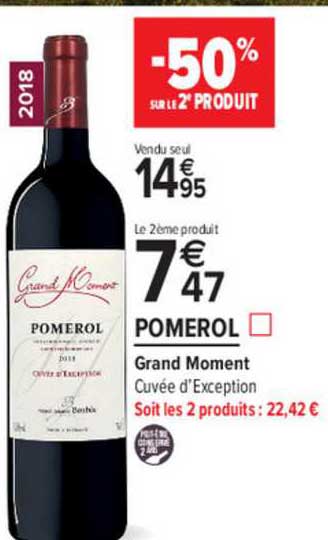 Pommerol Grand Moment Cuvée D'exception -50% Sur Le 2e Produit