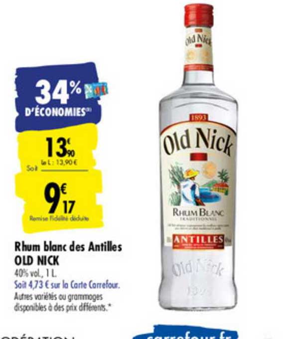 rhum blanc des antilles old nick