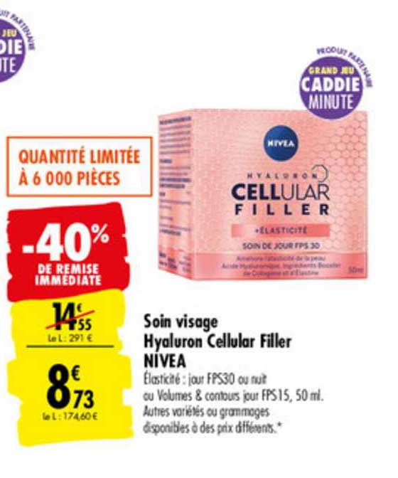 soin visage hyaluron cellular filler nivea -40% de remise immédiate