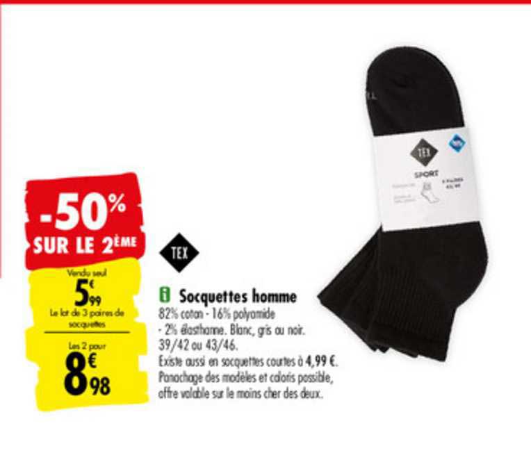 Soquettes Homme -50% Sur Le 2eme