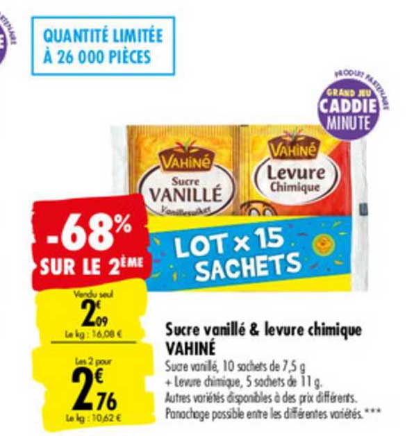 sucre vanillé & levure chimique vahiné -68% sur le 2ème