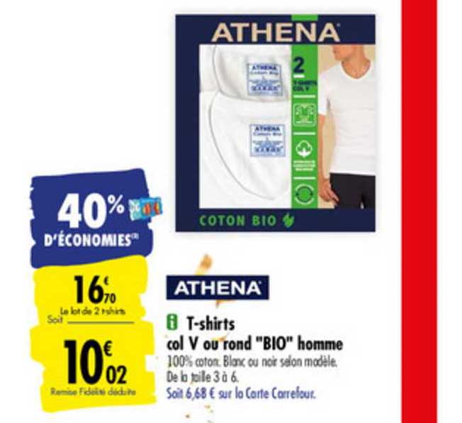 t shirts col v ou rond bio homme athena