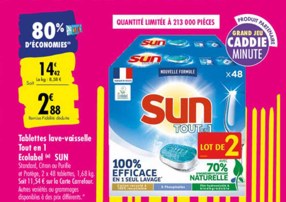 Tablettes Lave Vaisselle Tout En 1 Ecolabel Sun