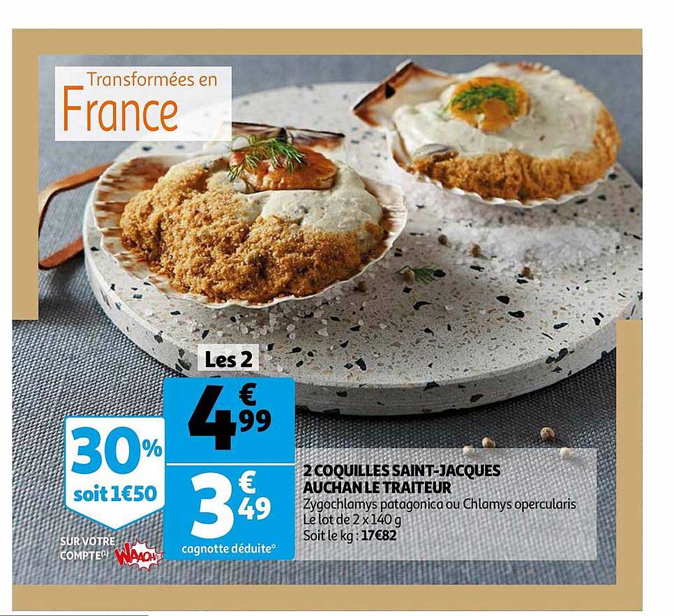 2 coquilles saint-jacques auchan le traiteur