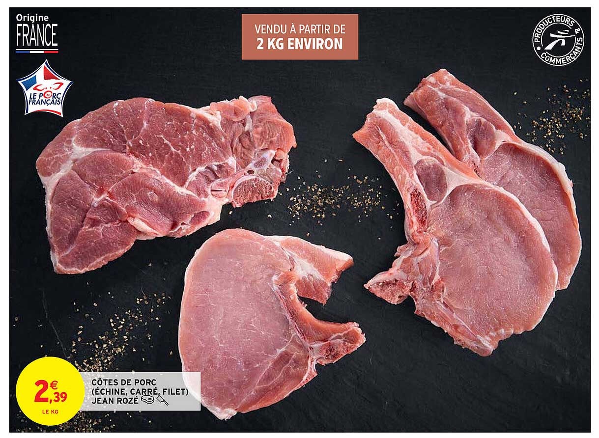côtes de porc (échine, carré, filet) jean rozé