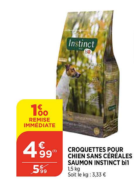 Croquettes Pour Chien Sans Céréales Saumon Instinct Bi1