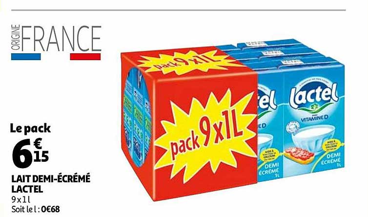 Lait Demi-écrémé Lactel