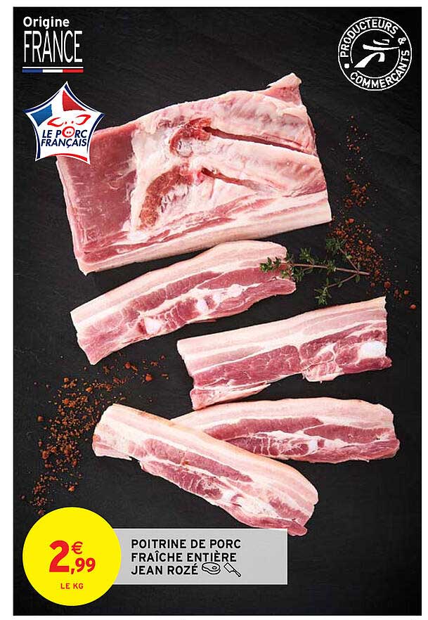 poitrine de porc frâche entière jean rozé