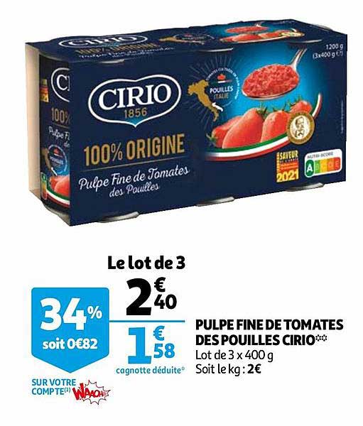 Pulpe Fine De Tomates Des Pouilles Cirio
