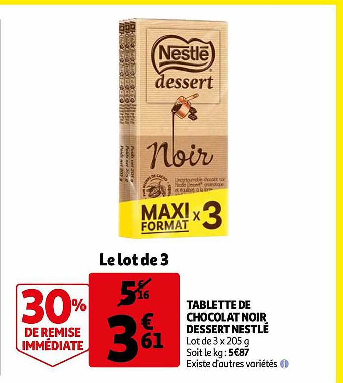Tablette De Chocolat Noir Dessert Nestlé