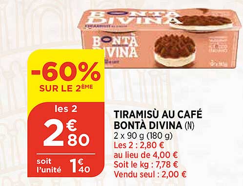 tiramisù au café bontà divina