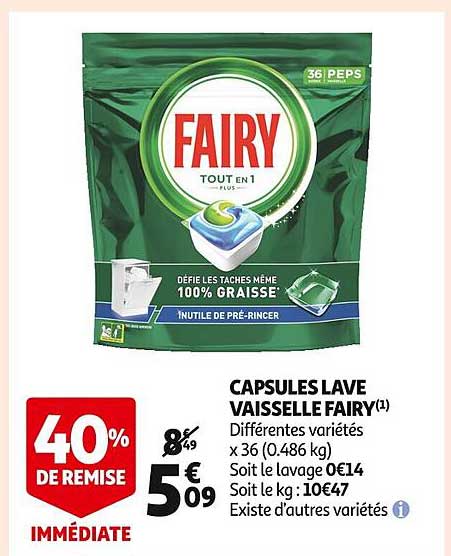 capsules lave vaisselle fairy