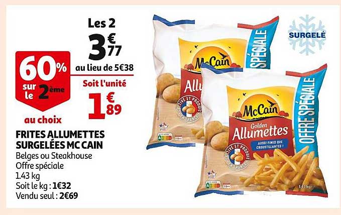 frites allumettes surgelées mc cain